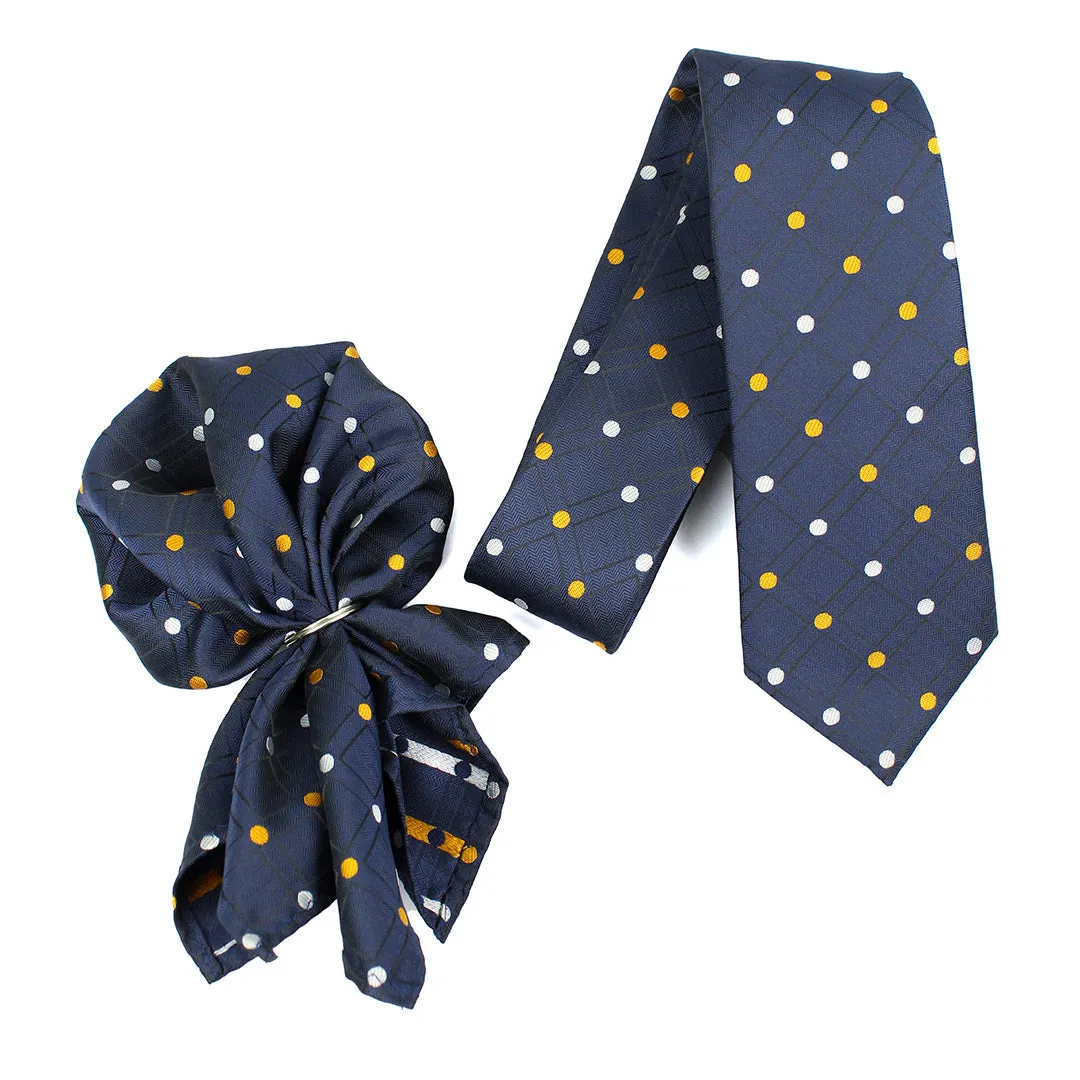 Peluche Dotted Blue Neck Tie & Pocket Square Set for Men