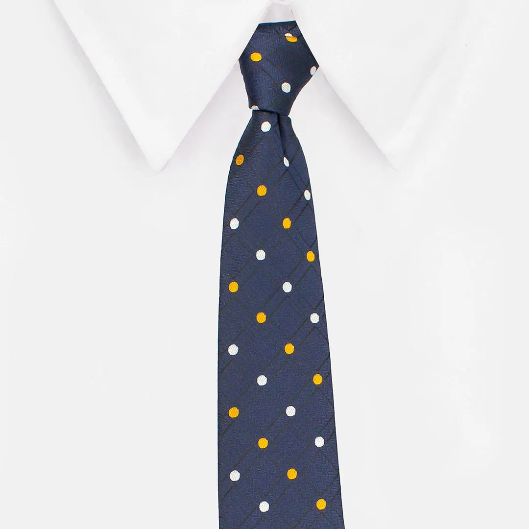 Peluche Dotted Blue Neck Tie & Pocket Square Set for Men