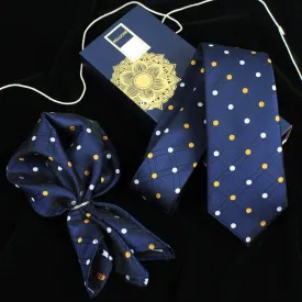 Peluche Dotted Blue Neck Tie & Pocket Square Set for Men