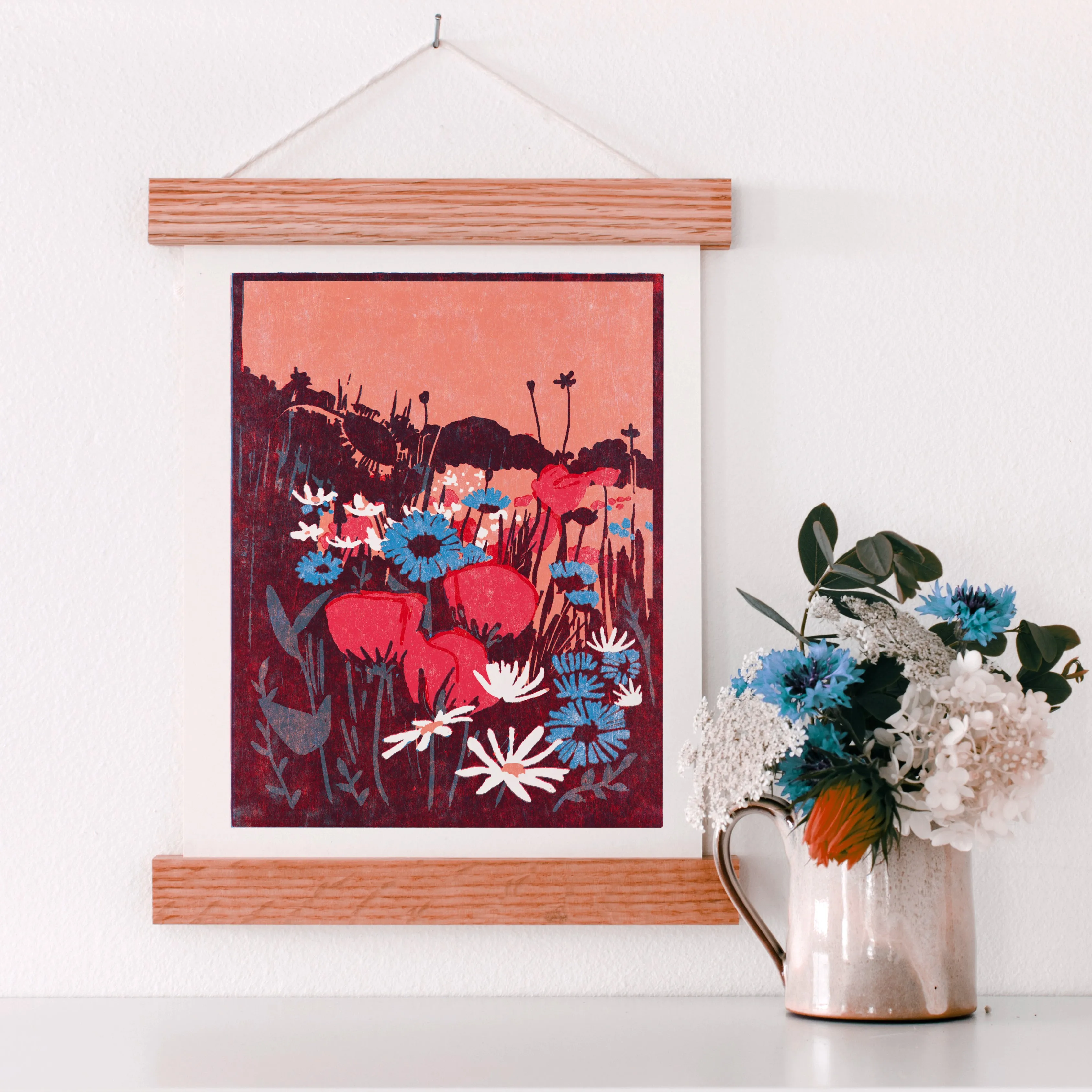 Poppies and Chicory Art Print