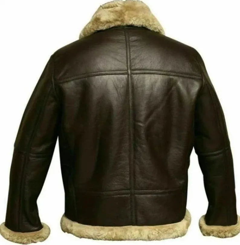 RAF Aviator Pilot Style B3 Bomber Leather Jacket With Faux Fur