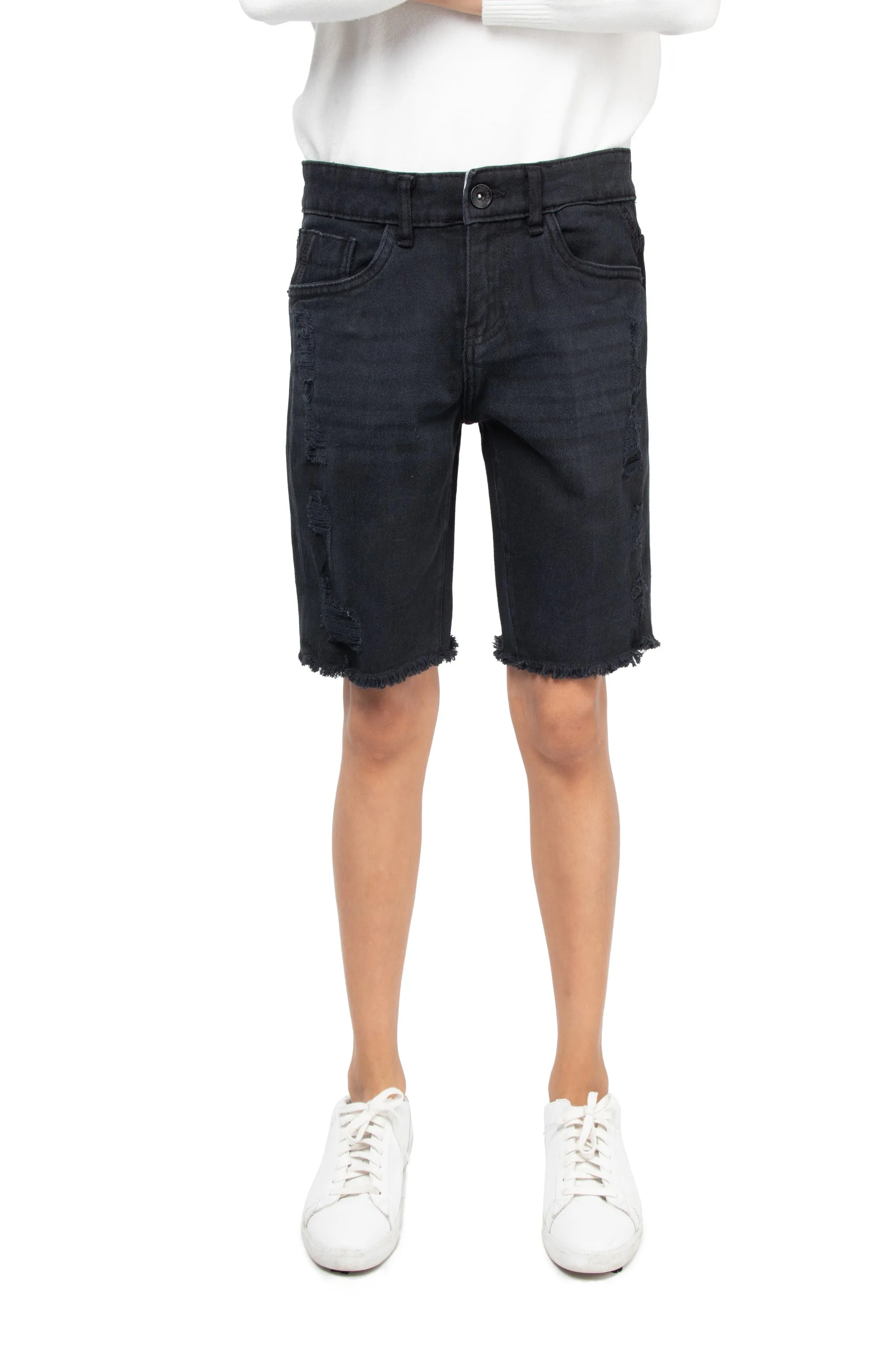 RAW X Boy's Slim Fit Distressed Denim Cut Off Shorts