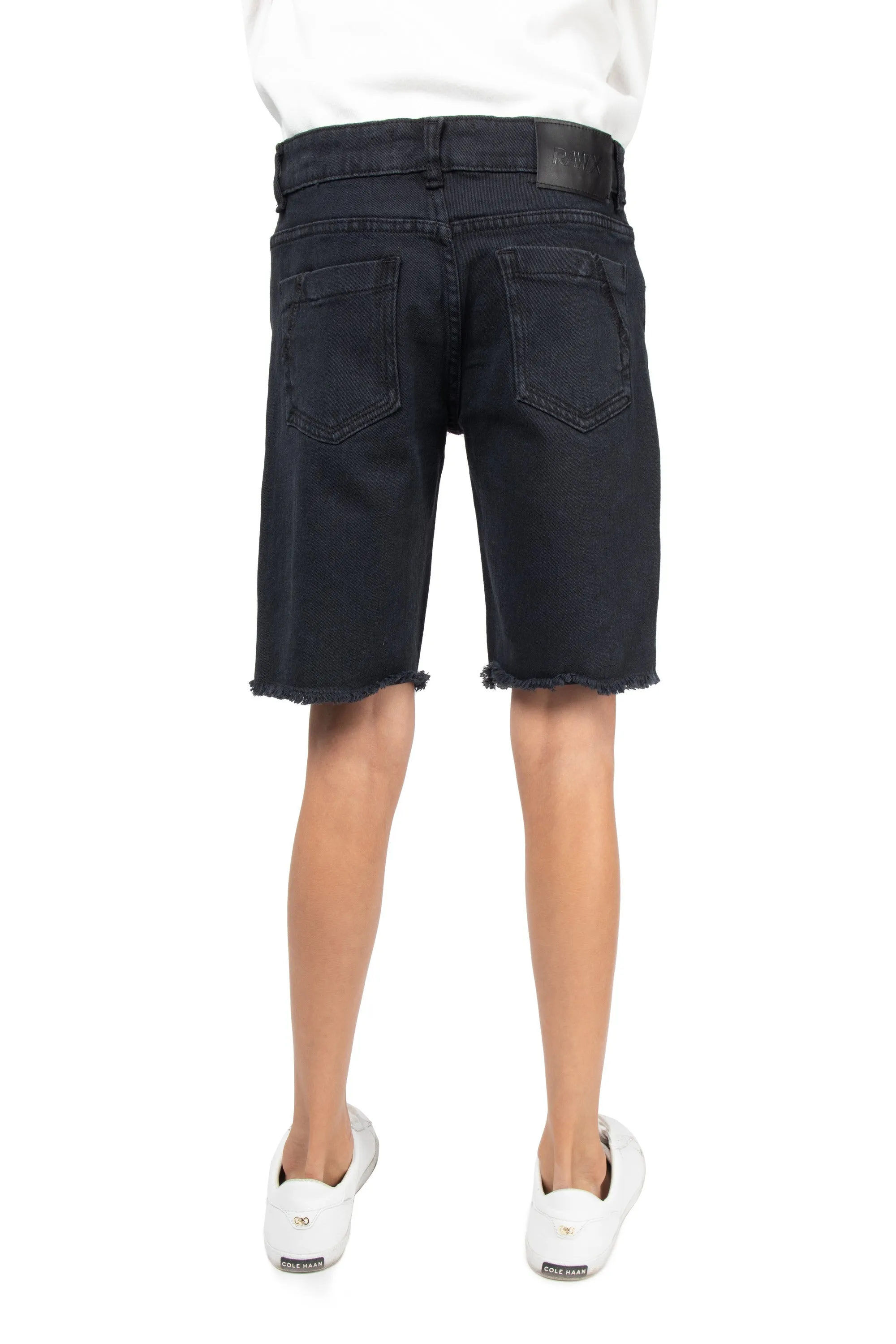 RAW X Boy's Slim Fit Distressed Denim Cut Off Shorts