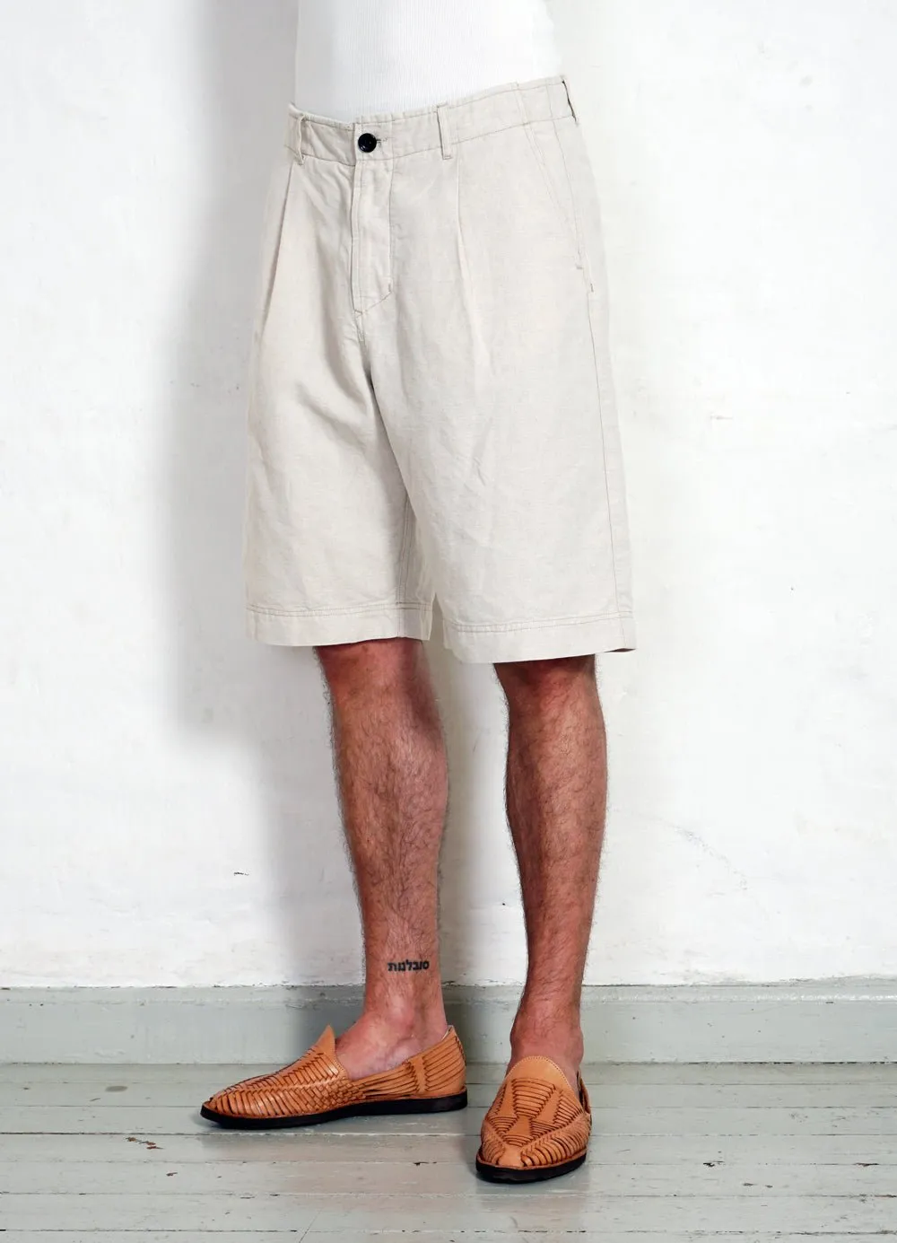 ROBIN | Super Wide Pleated Shorts | Flax Nature