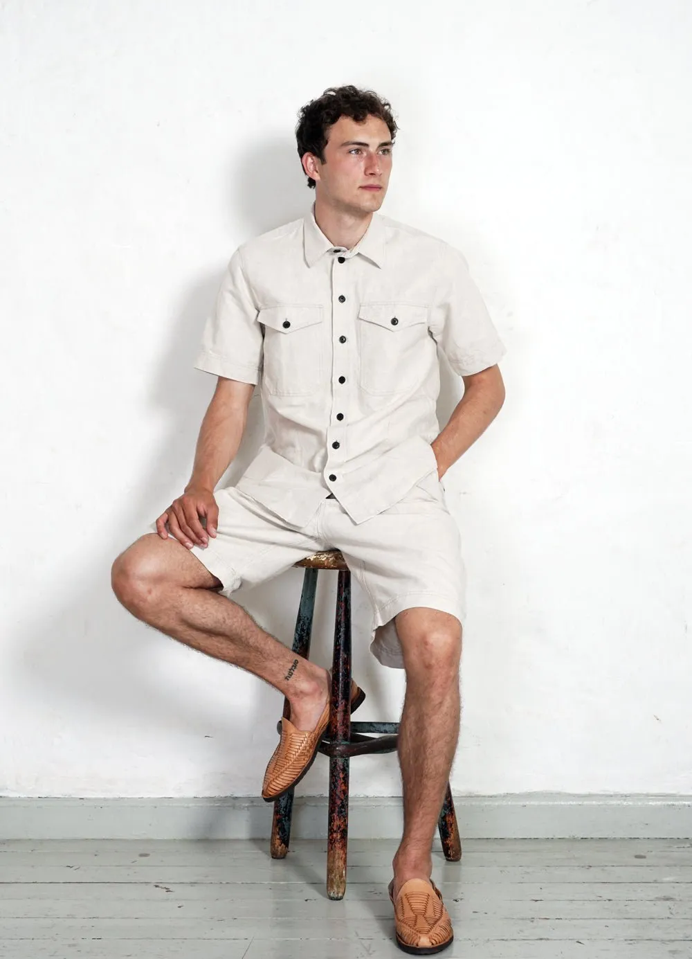 ROBIN | Super Wide Pleated Shorts | Flax Nature