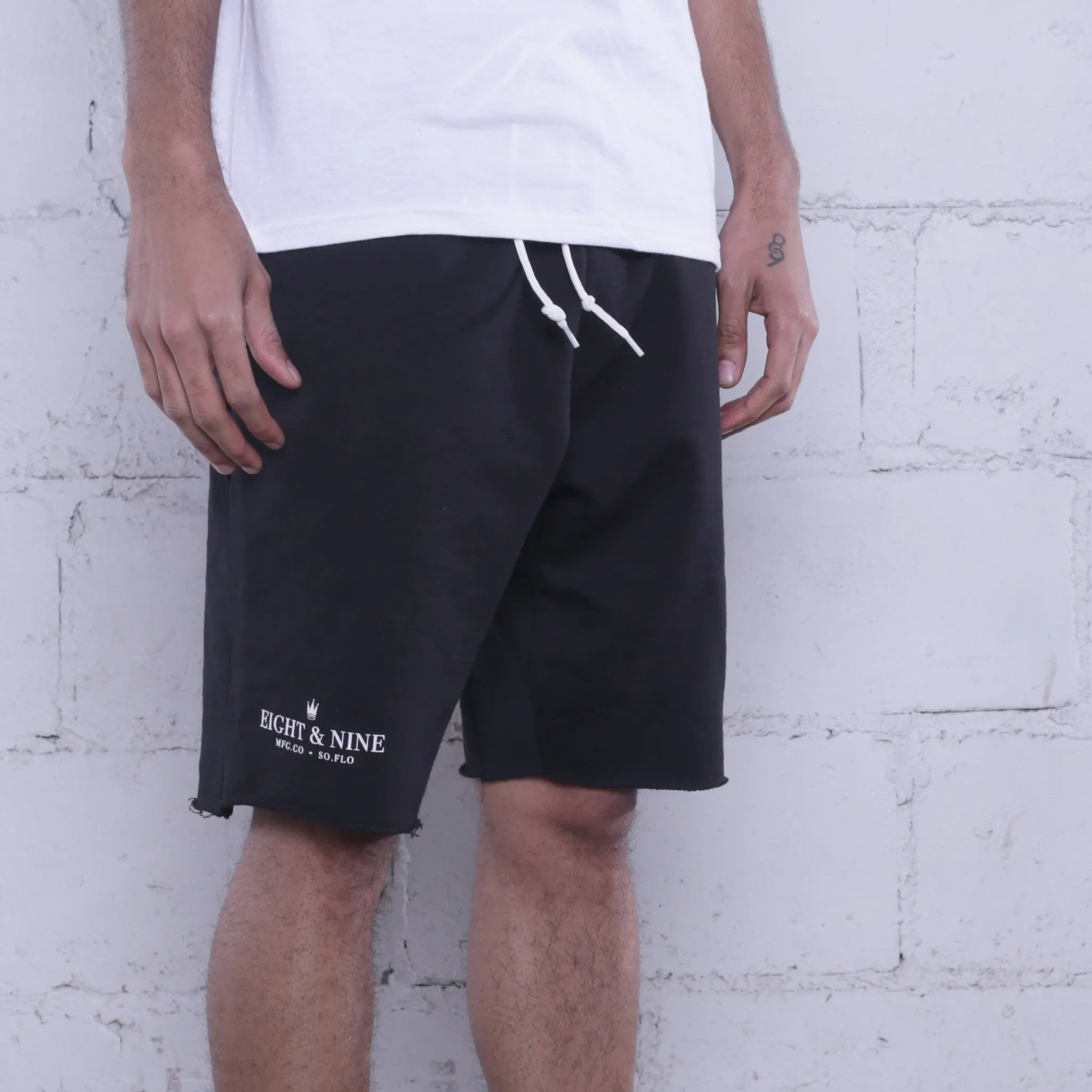 Rolee Premium Terry Shorts Black w/ White