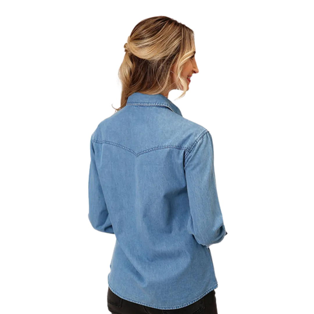 Roper Women's Long Sleeve Medium Denim Blue Shirt