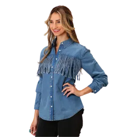 Roper Women's Long Sleeve Medium Denim Blue Shirt