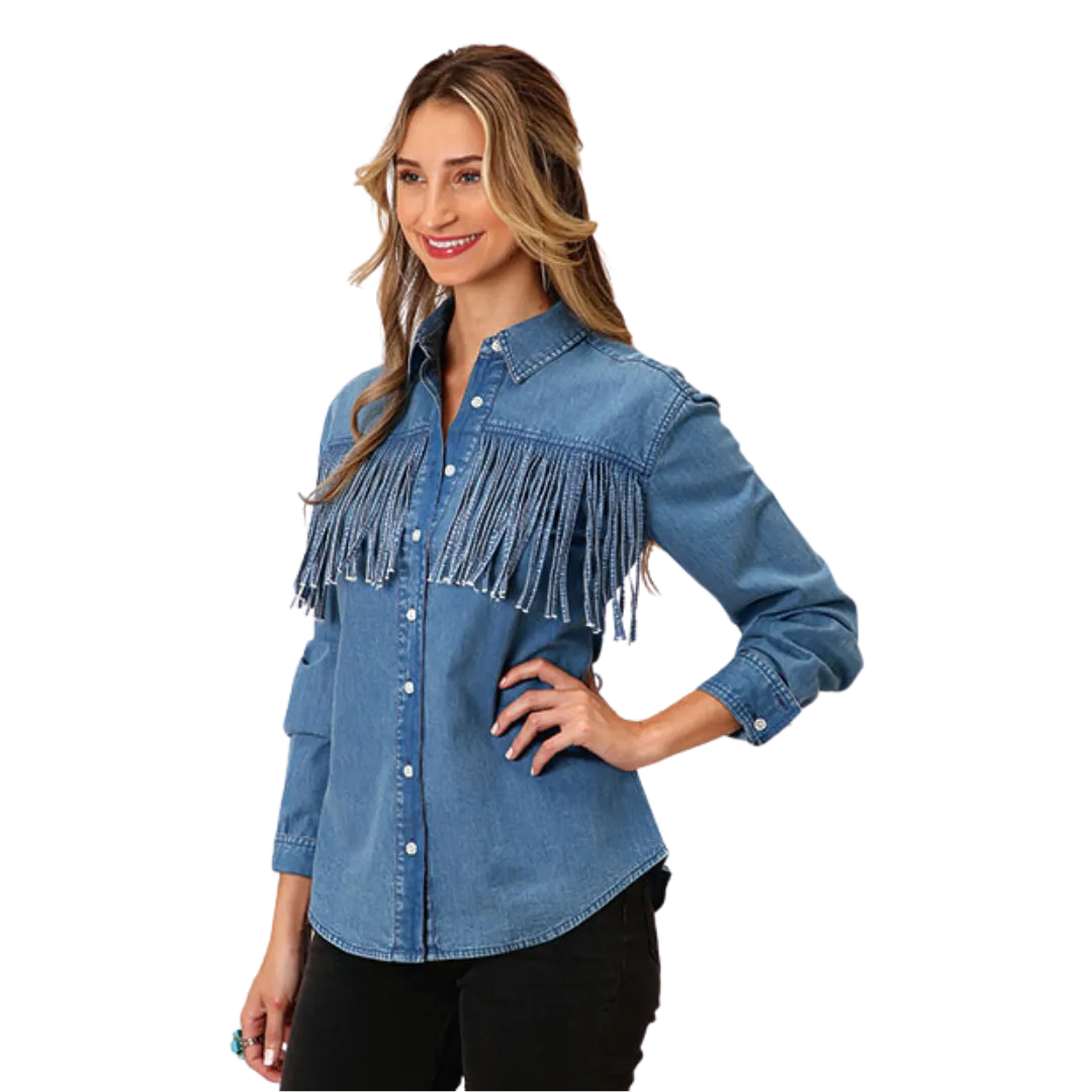 Roper Women's Long Sleeve Medium Denim Blue Shirt