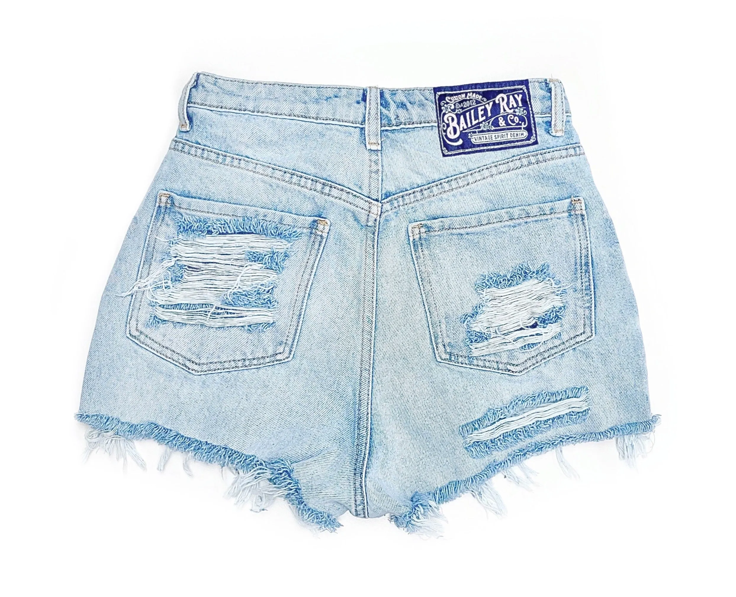 Shredded Distressed High Waisted Denim Shorts  - The Lila