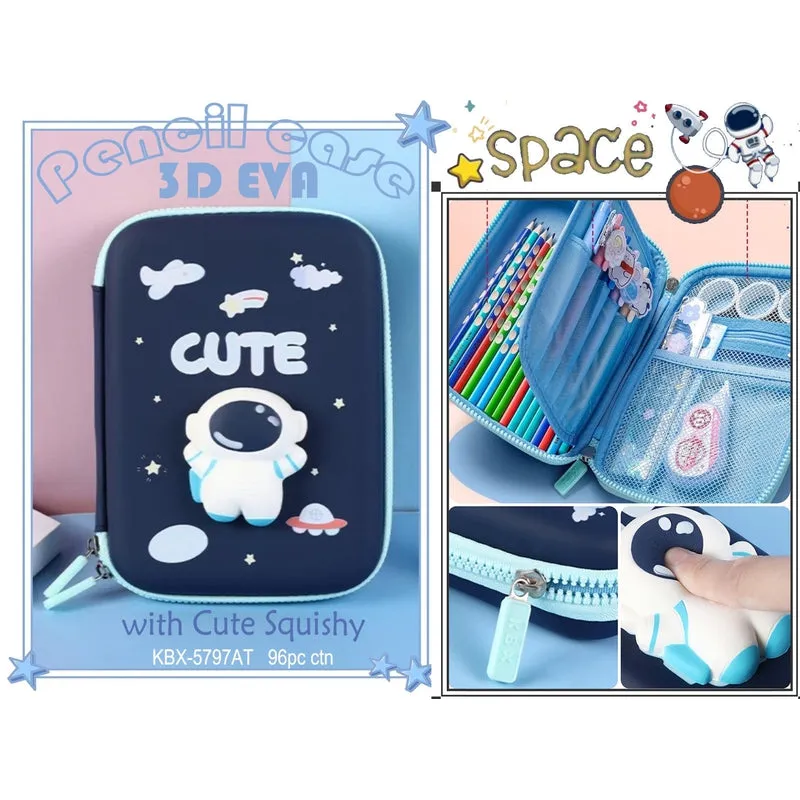 Space Pencil Case - 3D Eva with Cute Squishy Astronaut Pencil Case