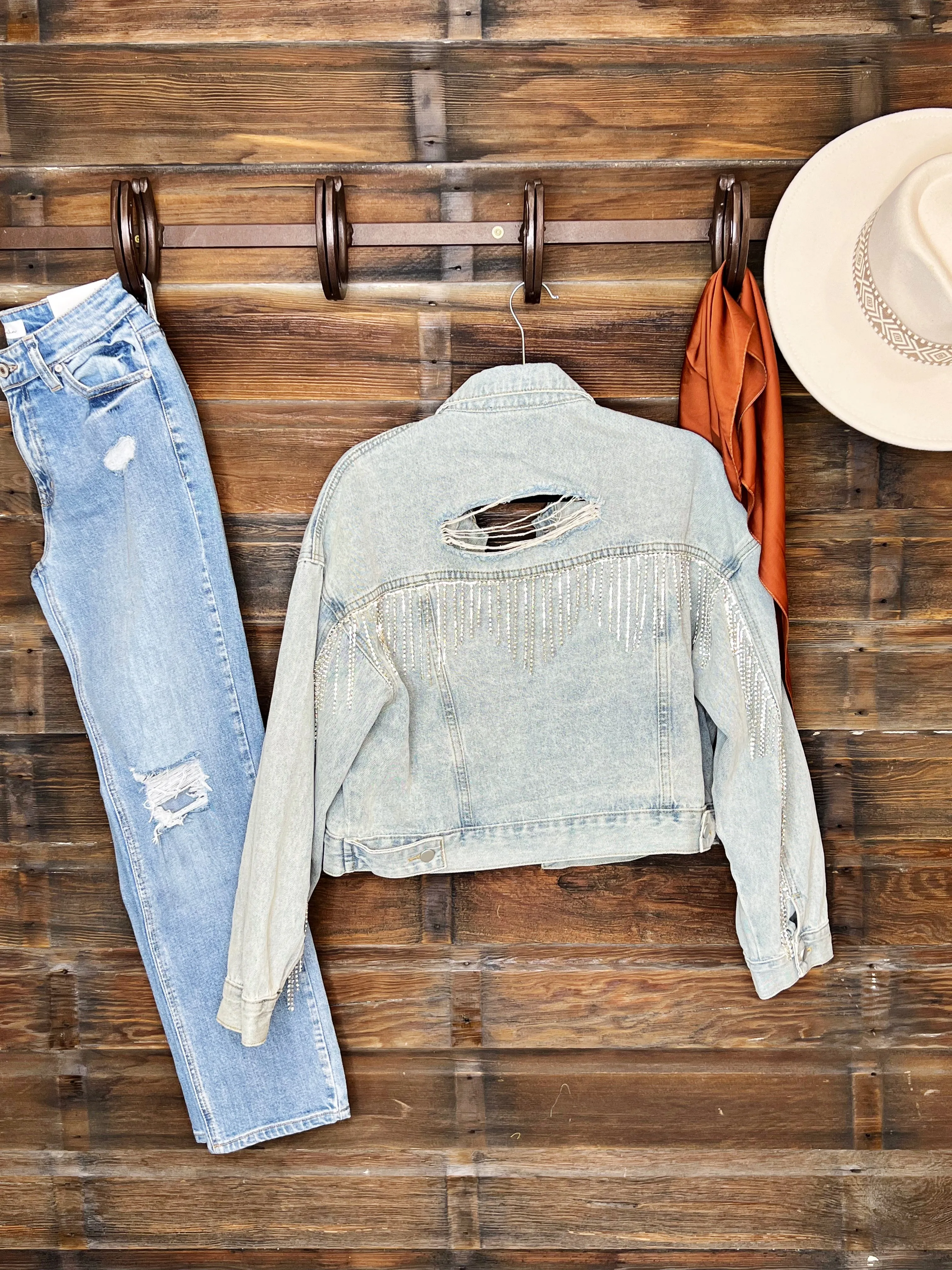 The Rhinestone Fringe Denim Jacket