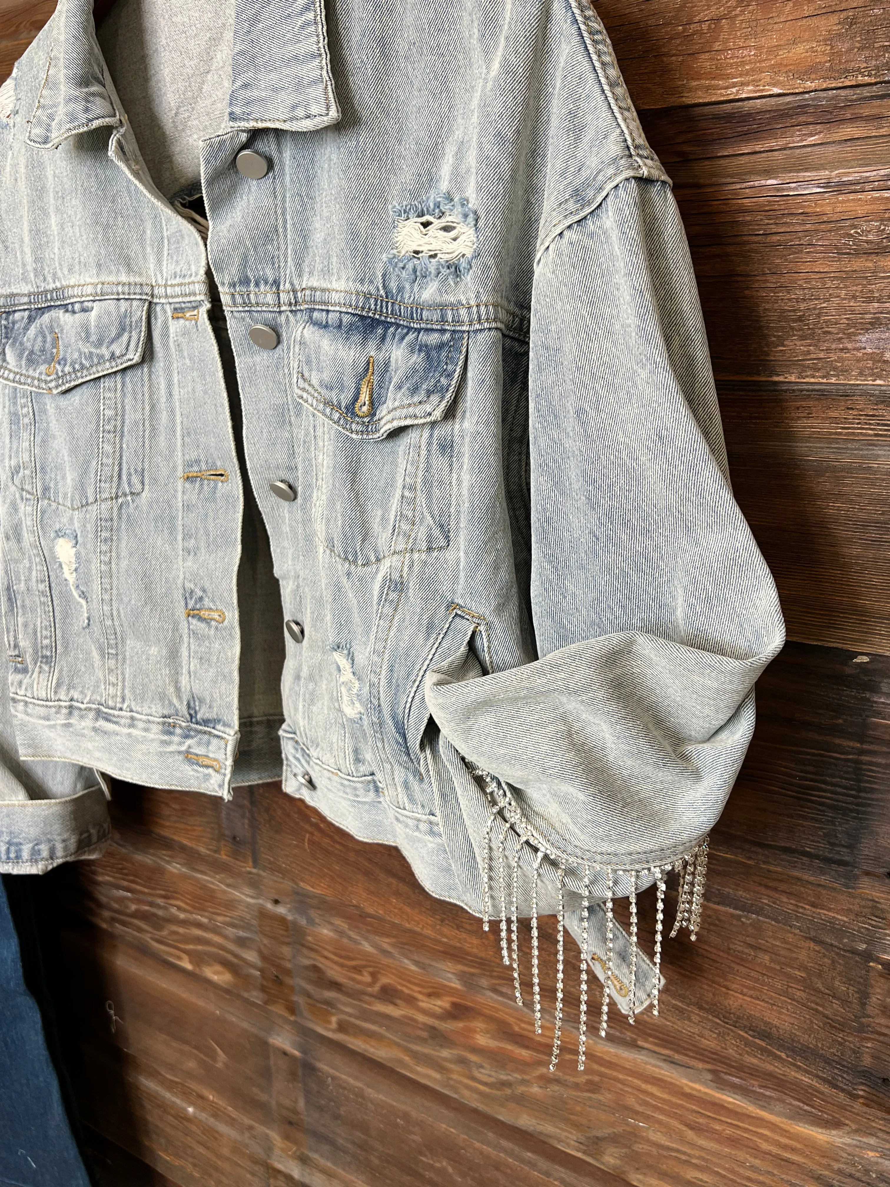 The Rhinestone Fringe Denim Jacket