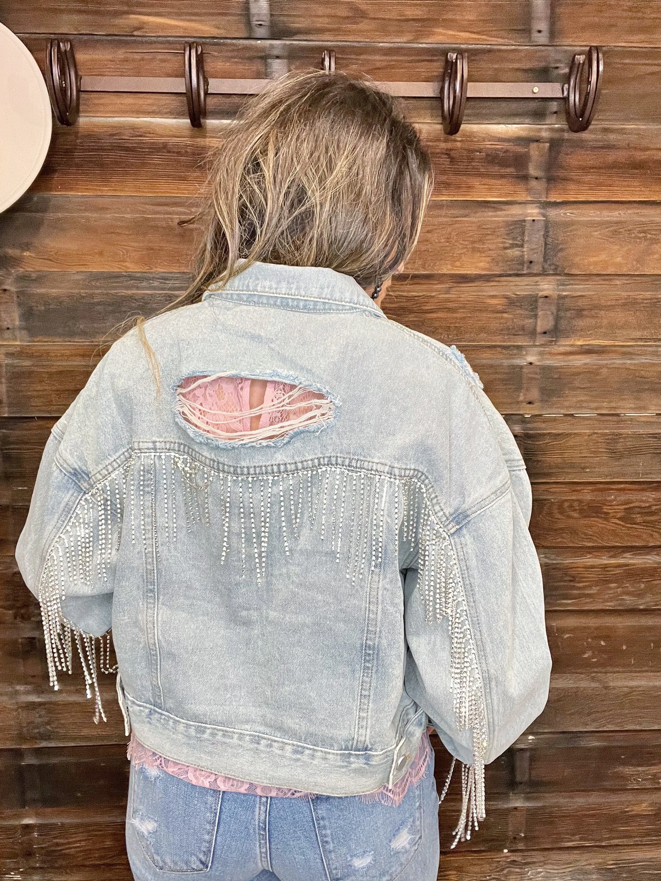 The Rhinestone Fringe Denim Jacket