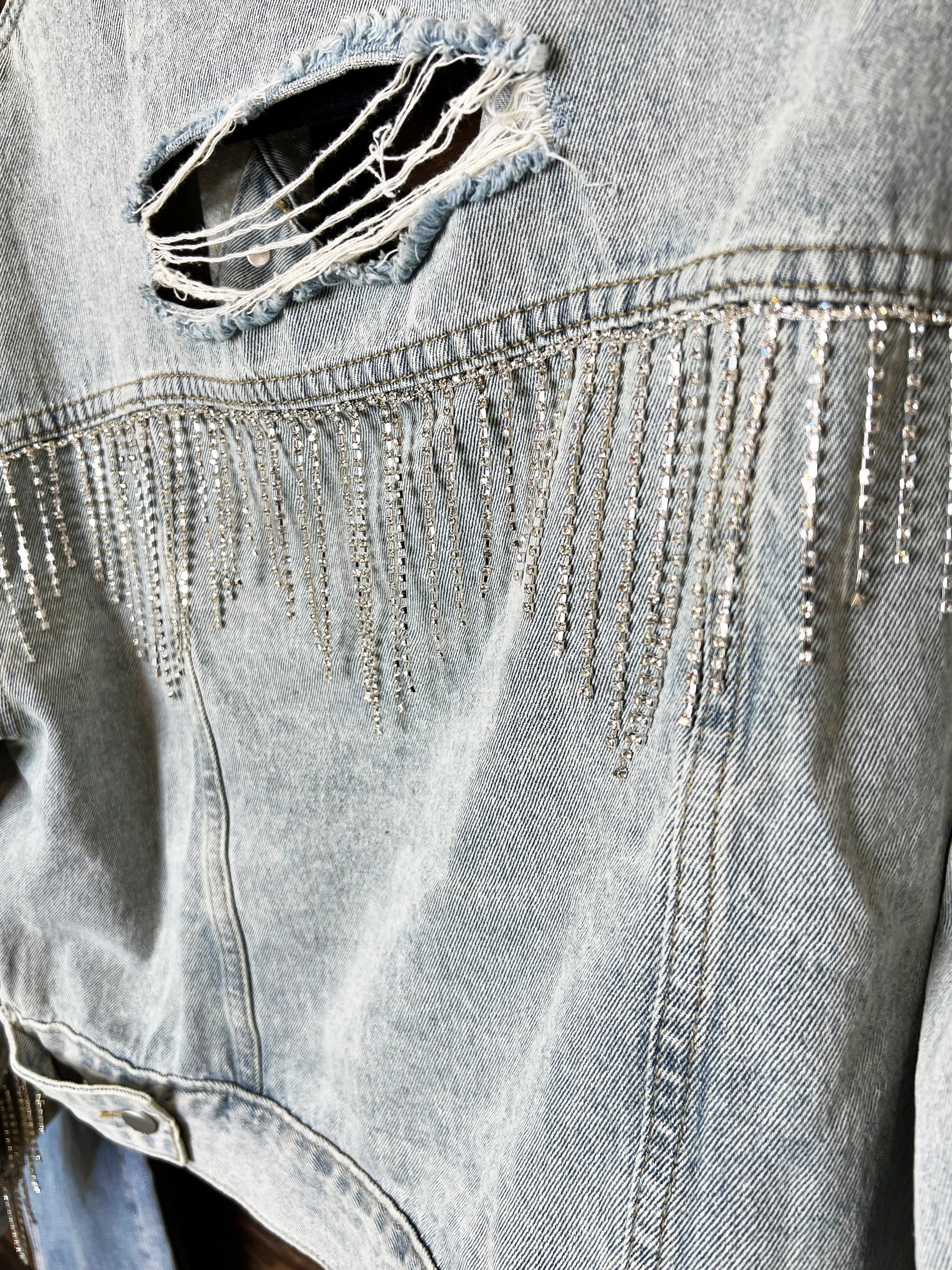 The Rhinestone Fringe Denim Jacket