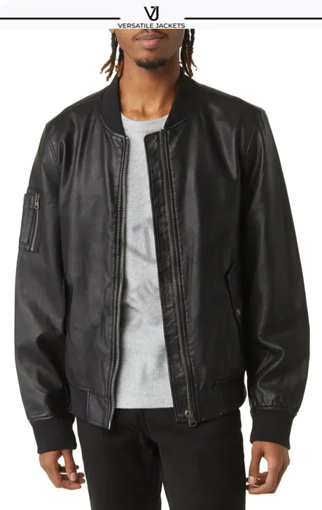 Varsity Faux Leather Bomber Jacket