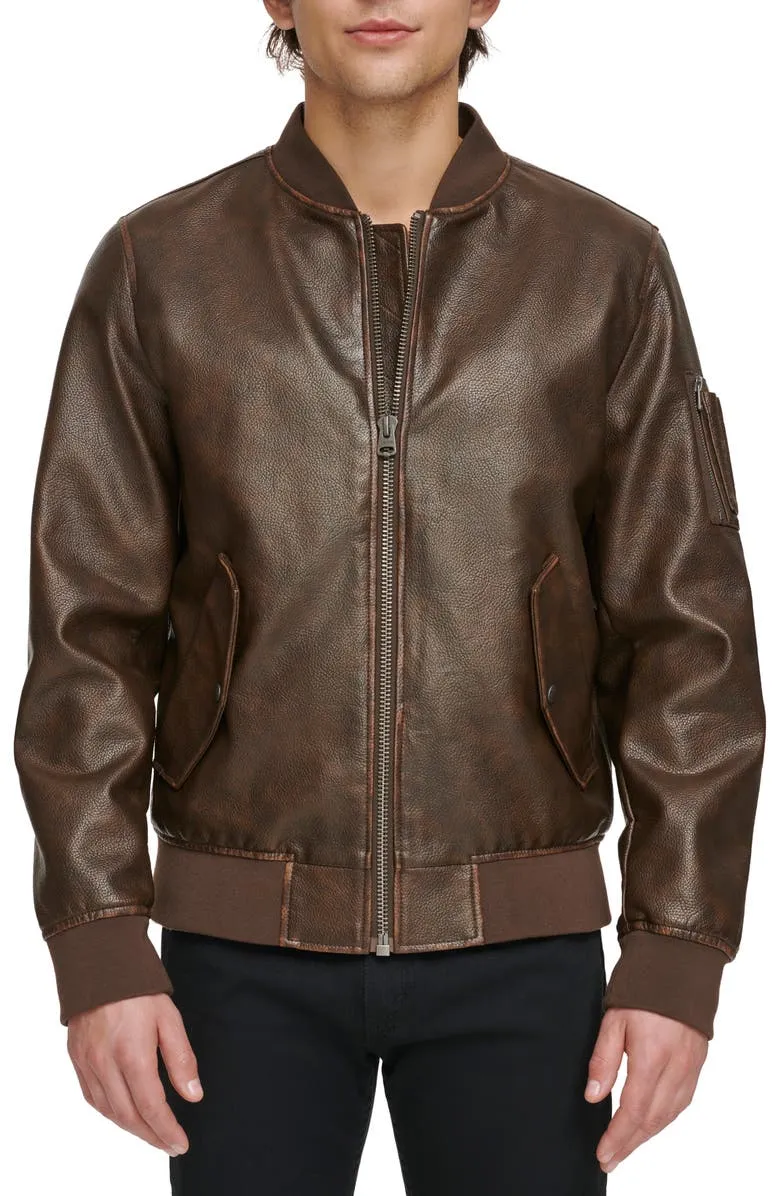 Varsity Faux Leather Bomber Jacket