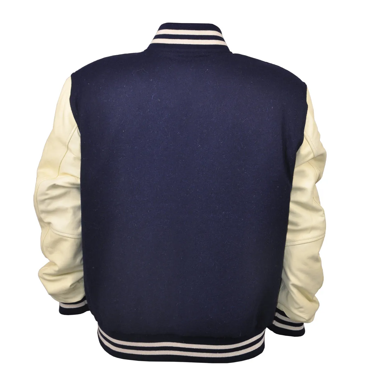 Woman Jacket Wool Leather Navy Blue/Cream