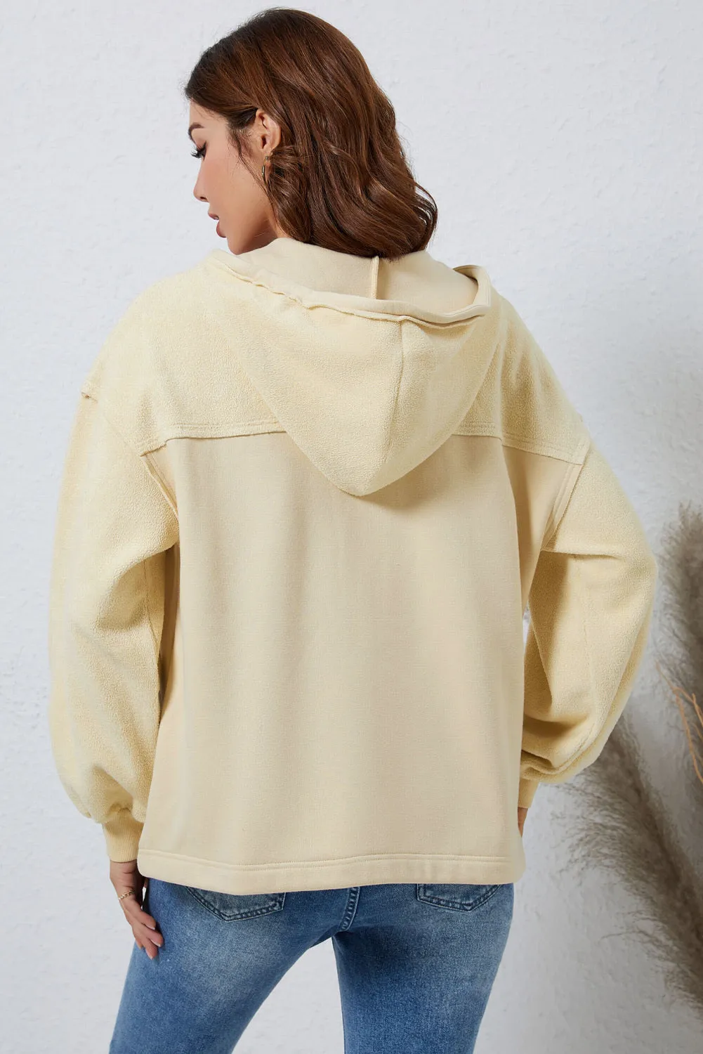 Women's Flap Pocket Drawstring Hooded Zip Up Jacket