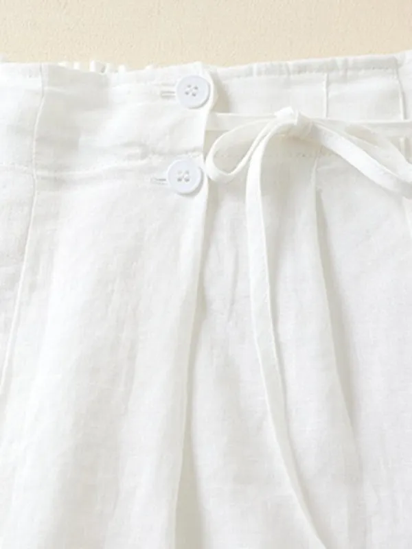 Women's Woven Cotton Linen Baggy Shorts