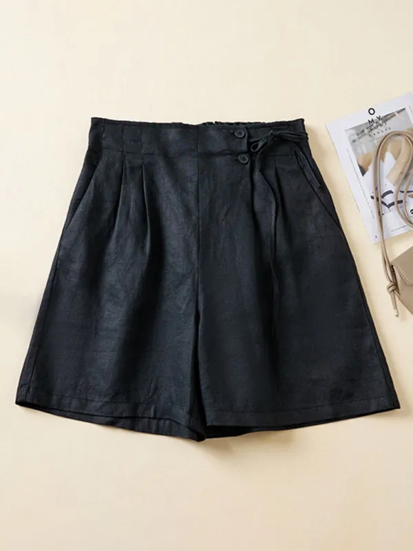 Women's Woven Cotton Linen Baggy Shorts