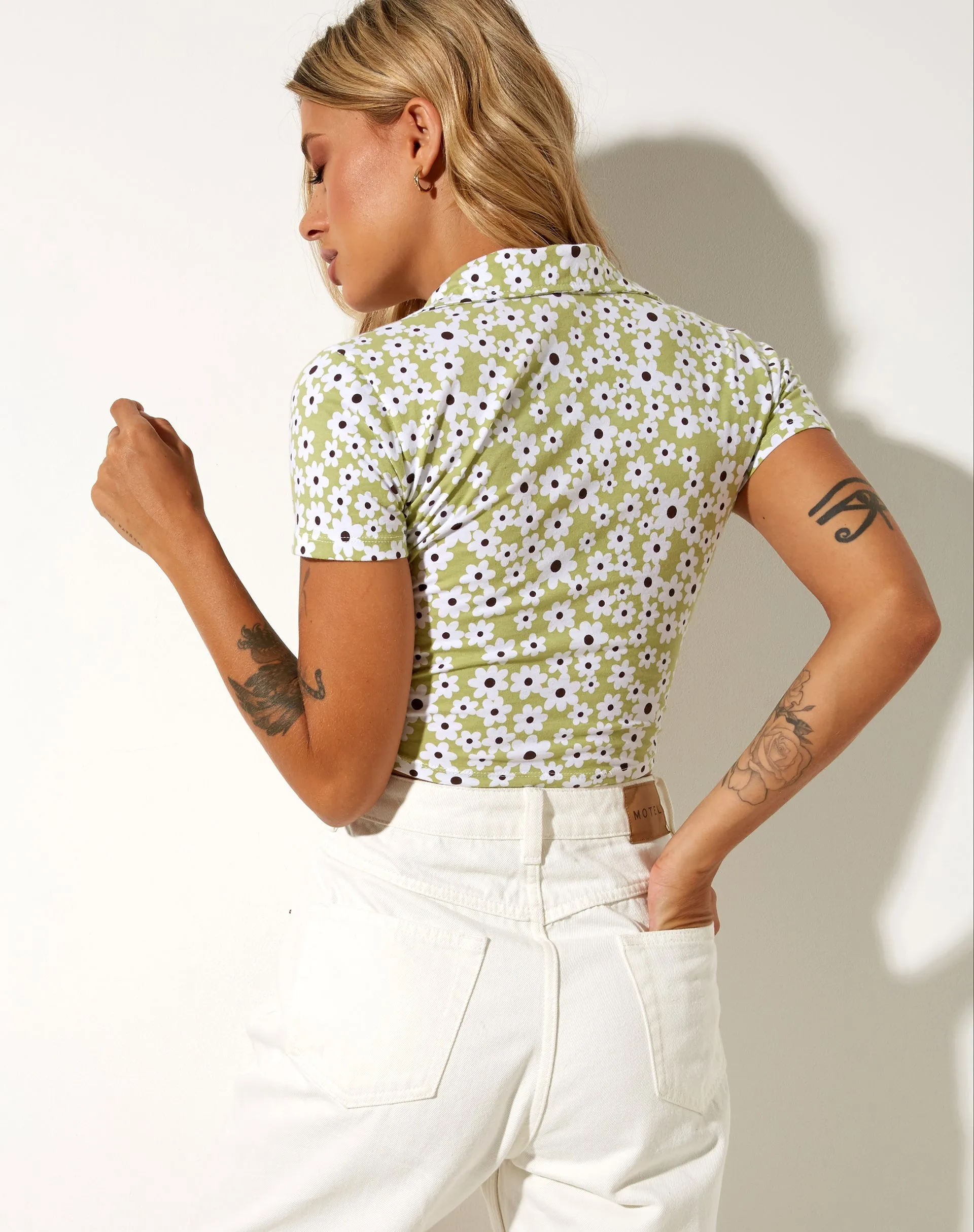 Wuma Cropped Shirt in Daisy Duke Green