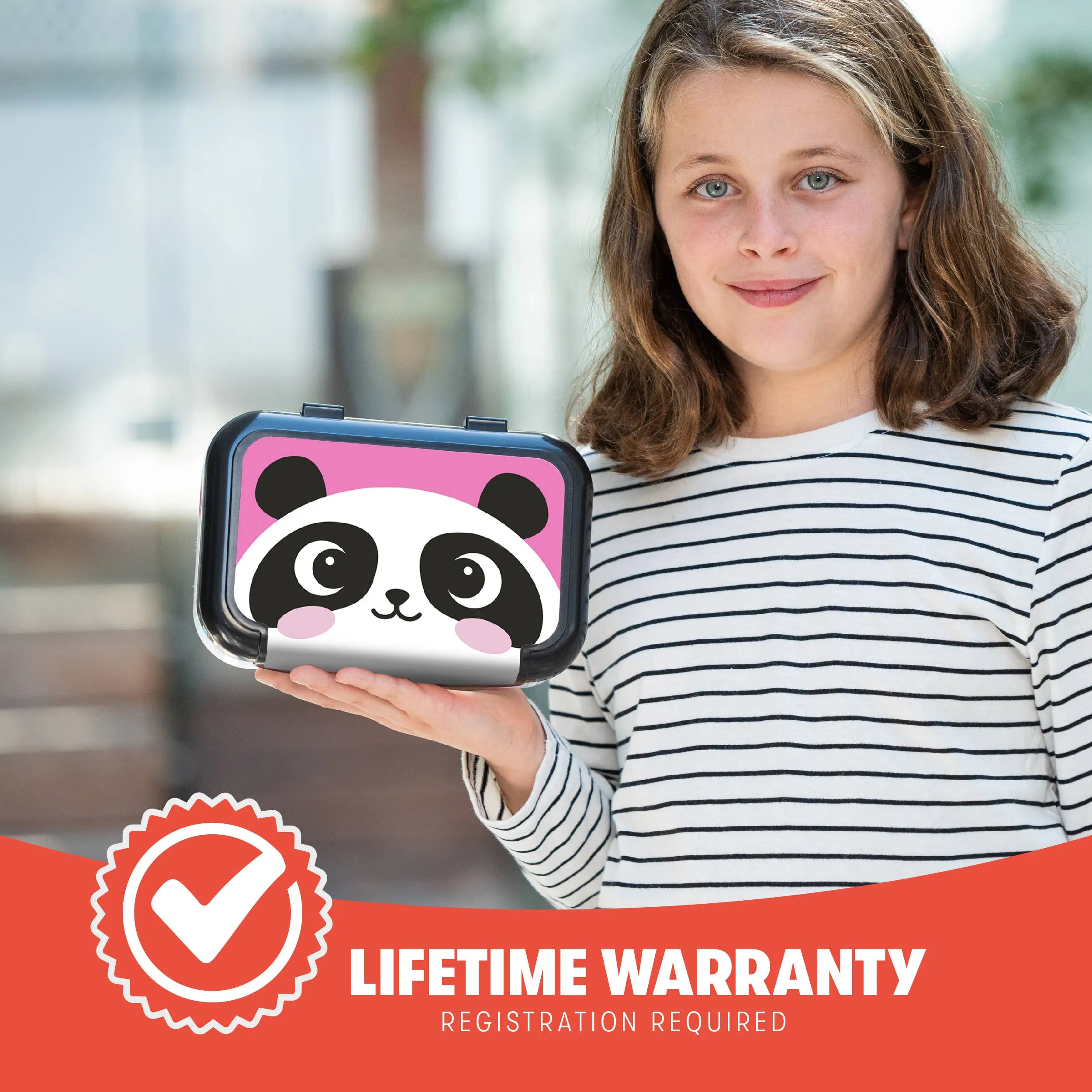 ZIPIT Recycled Plastic Pencil Box for Kids: Panda